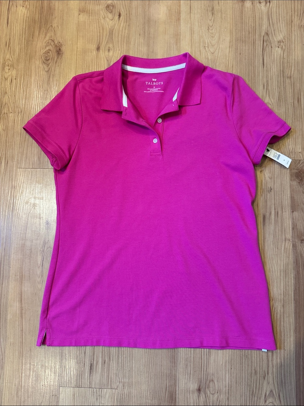 NWT Talbots Bright Pink Short-Sleeve Polo Sz Medium